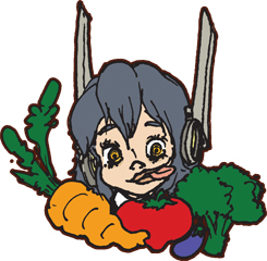 Tachyon 1 eating vegetables